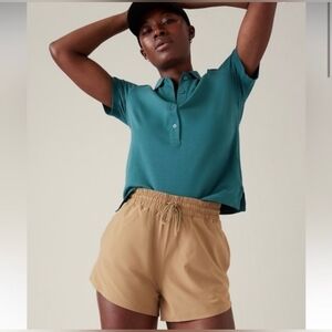 Athleta Teal Pique Polo Woman Size‎ M